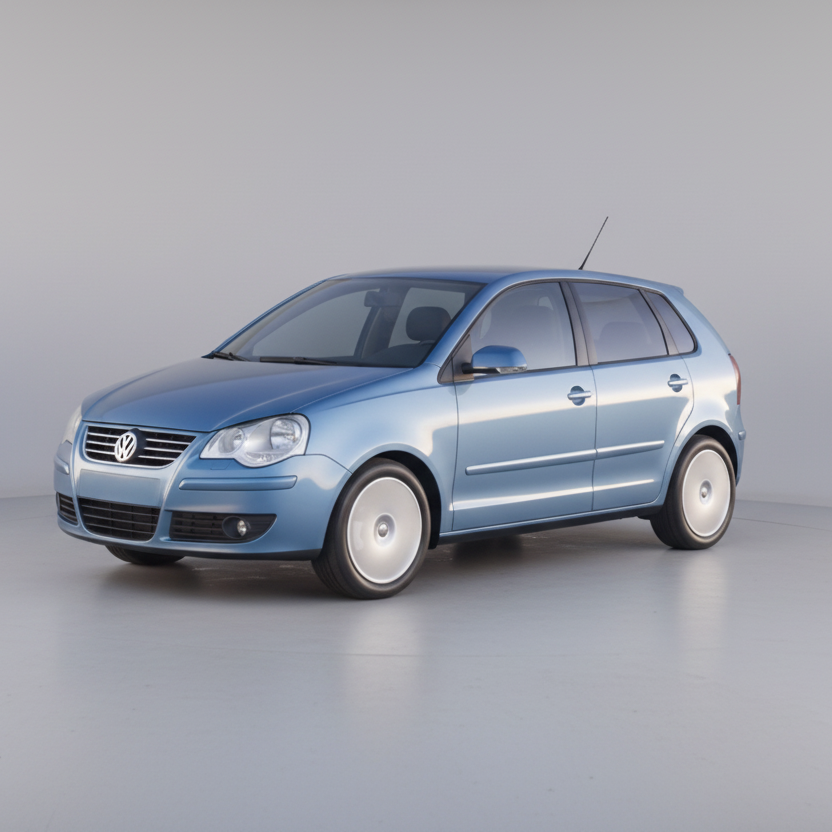 Blue Volkswagen car on a gray background