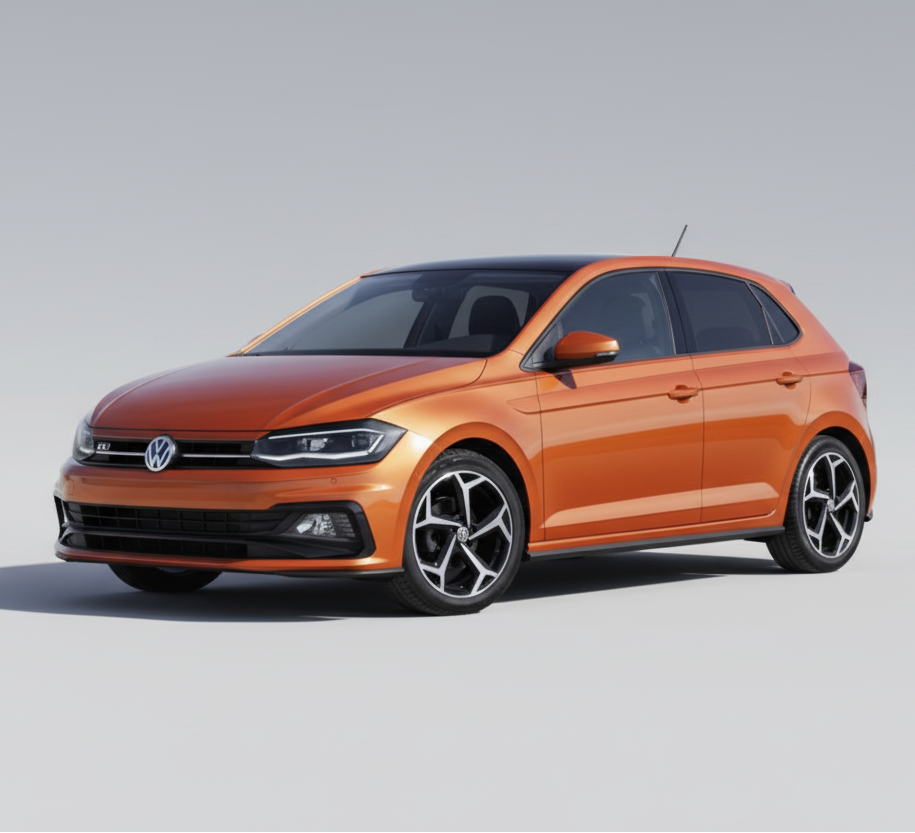 Orange Volkswagen car on a white background