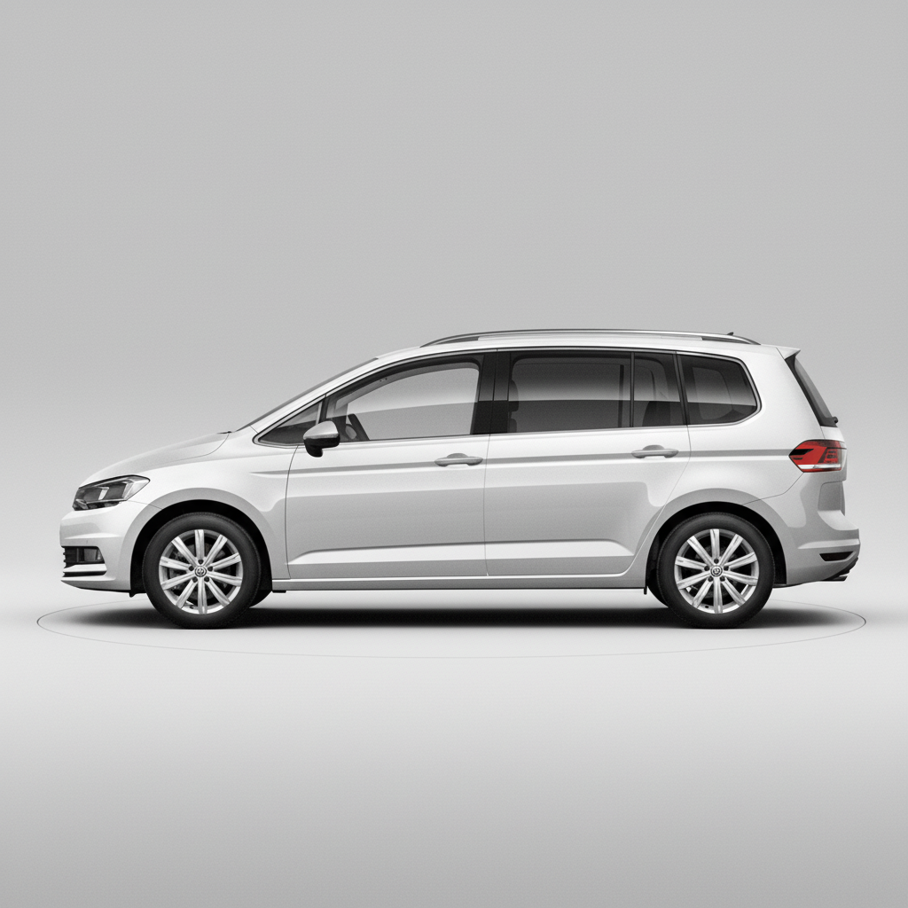 White Volkswagen Sharan II (2010–2022) on a white background