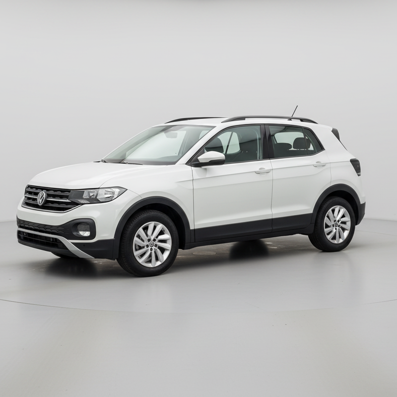 White Volkswagen T-Cross SUV on a white background