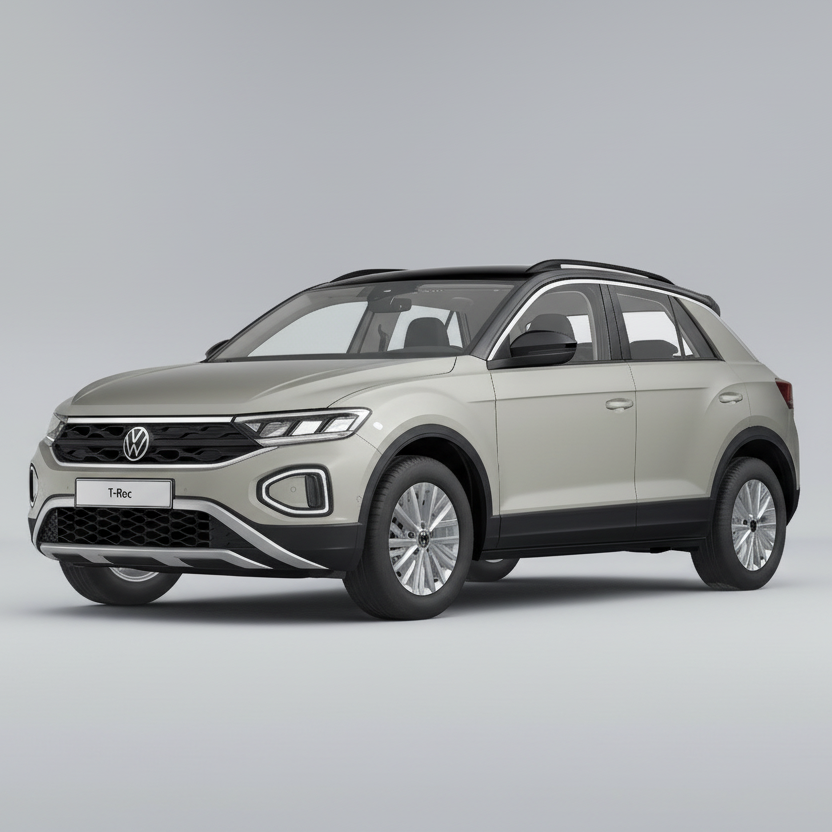 Beige Volkswagen T-Roc (A11) 2017-2022 SUV on a white background