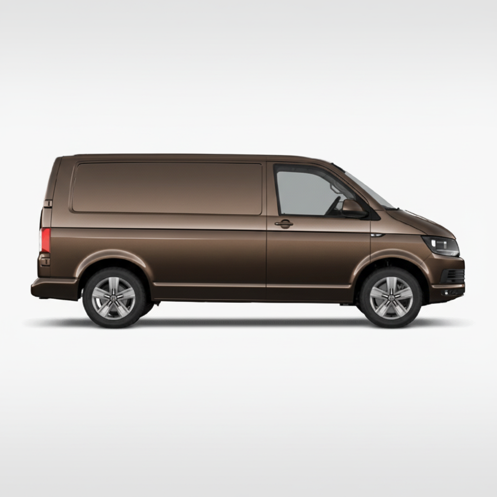 Brown Volkswagen T5 Transporter Panel Van 2010–2015 on a white background