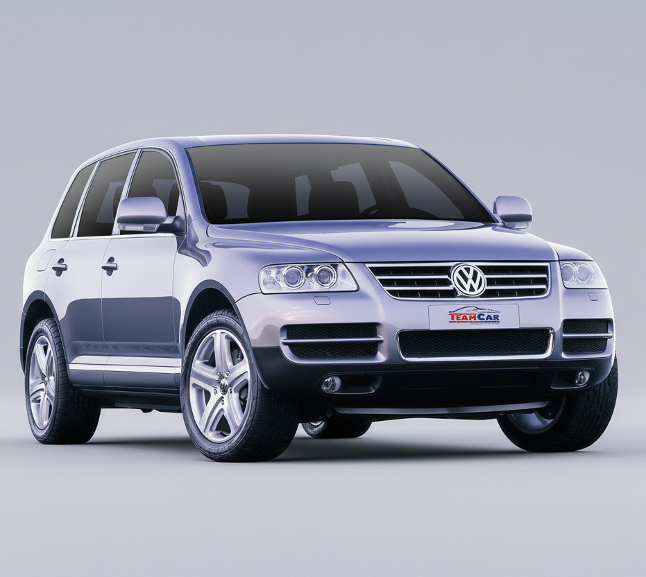 Silver Volkswagen Touareg SUV on a white background