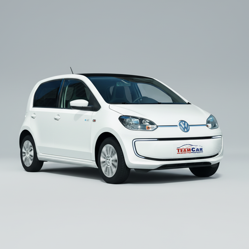 White Volkswagen e-Up! (2013–2020) car on a white background