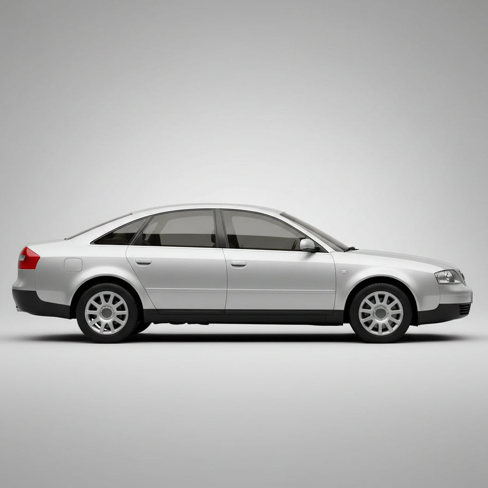 Silver car on a gray background