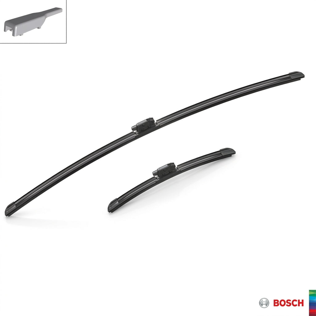 Set două lamele Bosch Aerotwin A981S și ilustrație a brațului compatibil