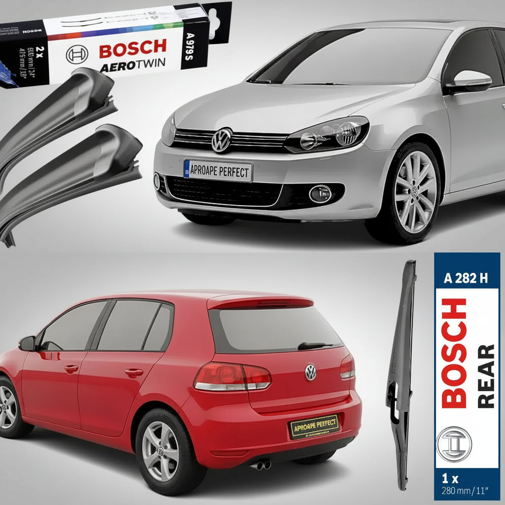 Set Complet Ștergătoare față + lunetă pentru VW Golf VI (5K1)  Bosch Aerotwin A979S + A282H