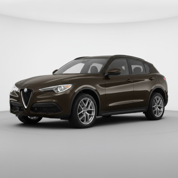 Brown alfa romeo stelvio 2018 on a white background