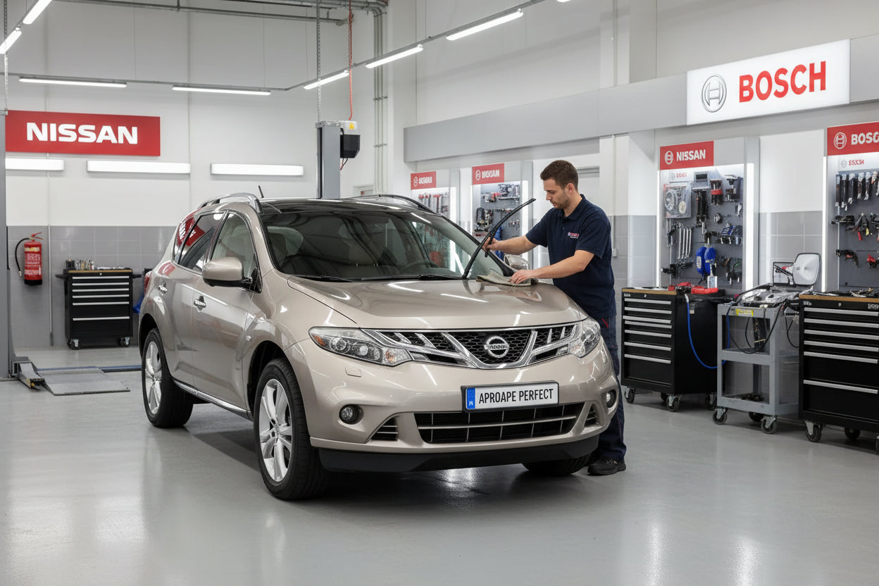 Schimbare Set 2 Ștergătoare Parbriz Bosch Aerotwin Retrofit AR653S la Nissan Murano Z51 (2008–2014) – 650 mm + 400 mm | Prindere Tip Cârlig (J-Hook)