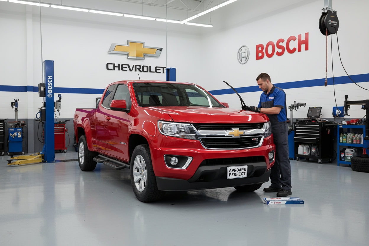 Schimbare Set 2 Ștergătoare Parbriz Bosch Aerotwin Retrofit AR653S la Chevrolet Colorado (2012–2022) – 650 mm + 400 mm | Prindere Tip Cârlig (J-Hook)