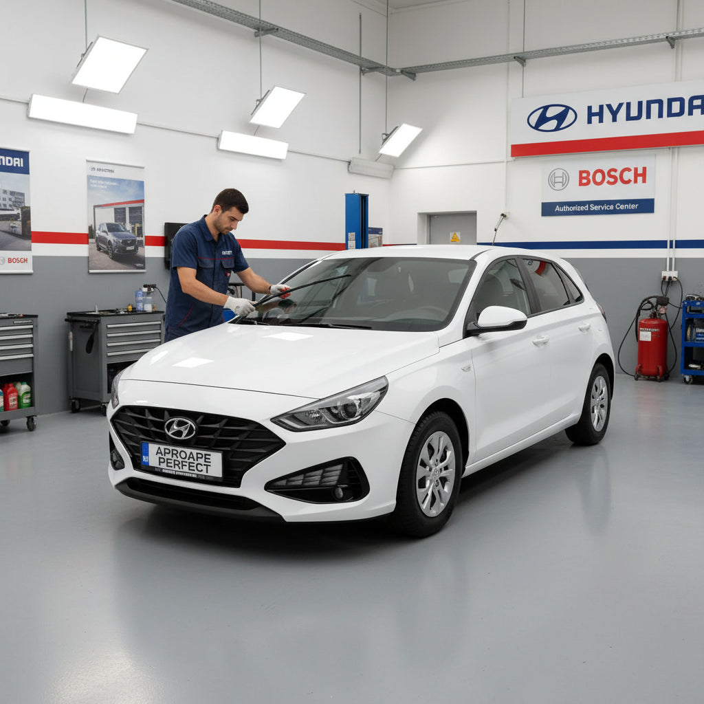 Schimbare Set 2 Ștergătoare Parbriz Bosch Aerotwin Retrofit AR653S la Hyundai i30 PDE (2016–Prezent) – 650 mm + 400 mm | Prindere Tip Cârlig (J-Hook)