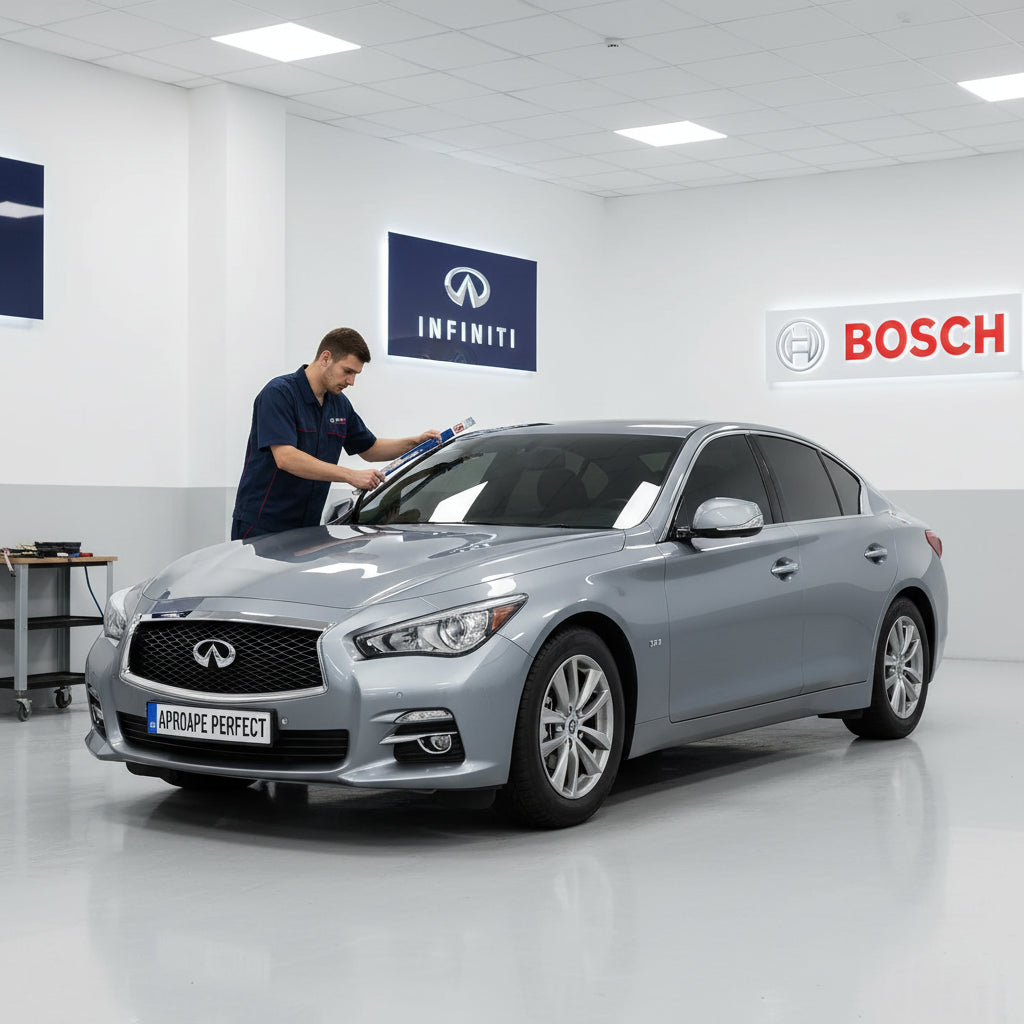 Schimbare Set 2 Ștergătoare Parbriz Bosch Aerotwin Retrofit AR653S la Infiniti Q50 (2013–Prezent) – 650 mm + 400 mm | Prindere Tip Cârlig (J-Hook)