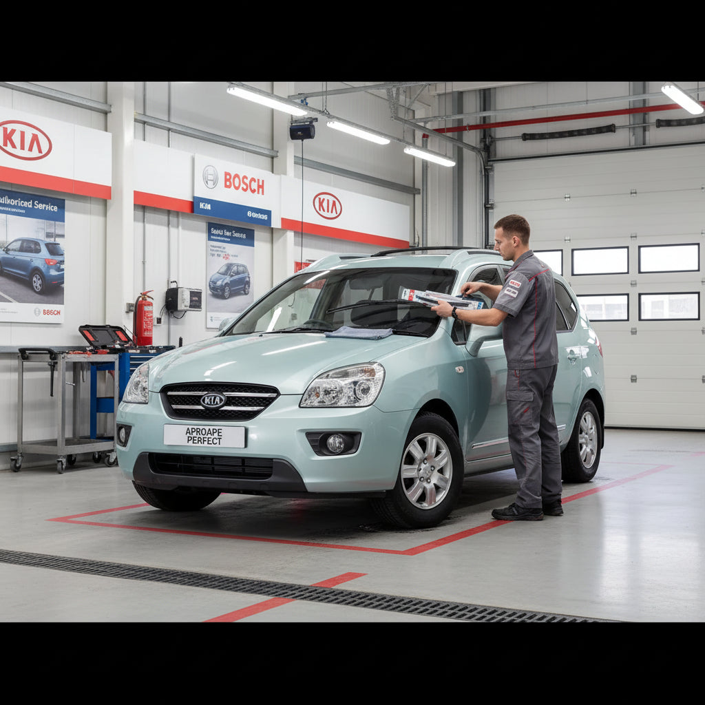 Schimbare Set 2 Ștergătoare Parbriz Bosch Aerotwin Retrofit AR653S la Kia Carens III UN (2006–2013) – 650 mm + 400 mm | Prindere Tip Cârlig (J-Hook)