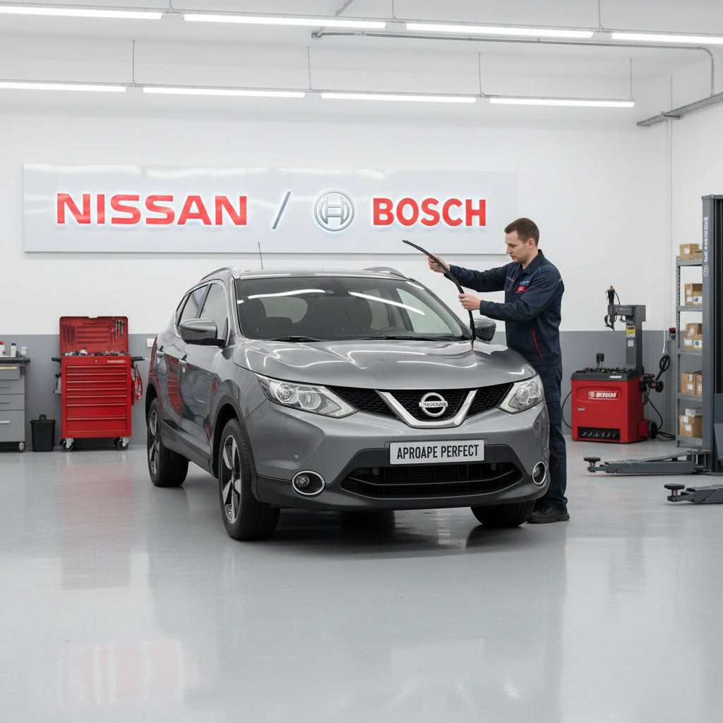 Schimbare Set 2 Ștergătoare Parbriz Bosch Aerotwin Retrofit AR653S la Nissan Qashqai II J11 (2013–2021) – 650 mm + 400 mm | Prindere Tip Cârlig (J-Hook)
