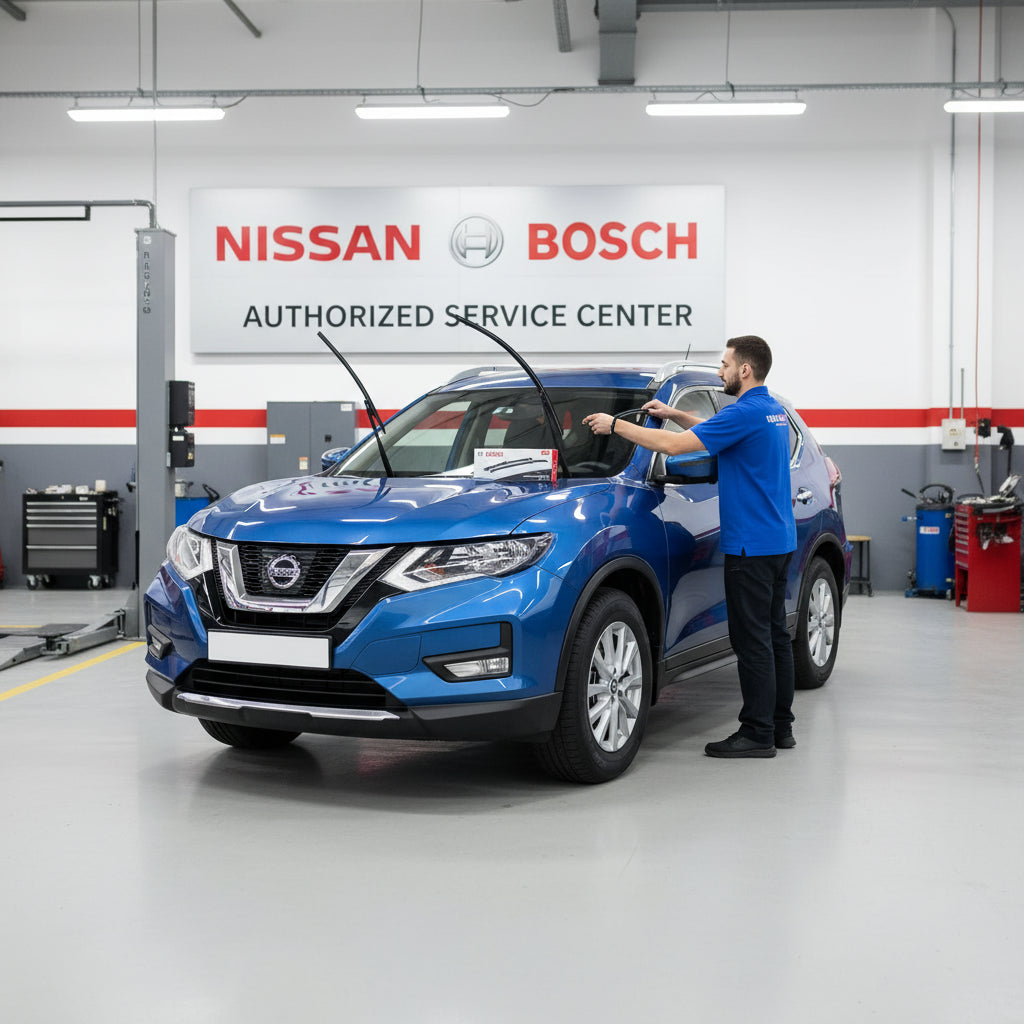 Schimbare Set 2 Ștergătoare Parbriz Bosch Aerotwin Retrofit AR653S la Nissan X-Trail T32 (2013–2021) – 650 mm + 400 mm | Prindere Tip Cârlig (J-Hook)