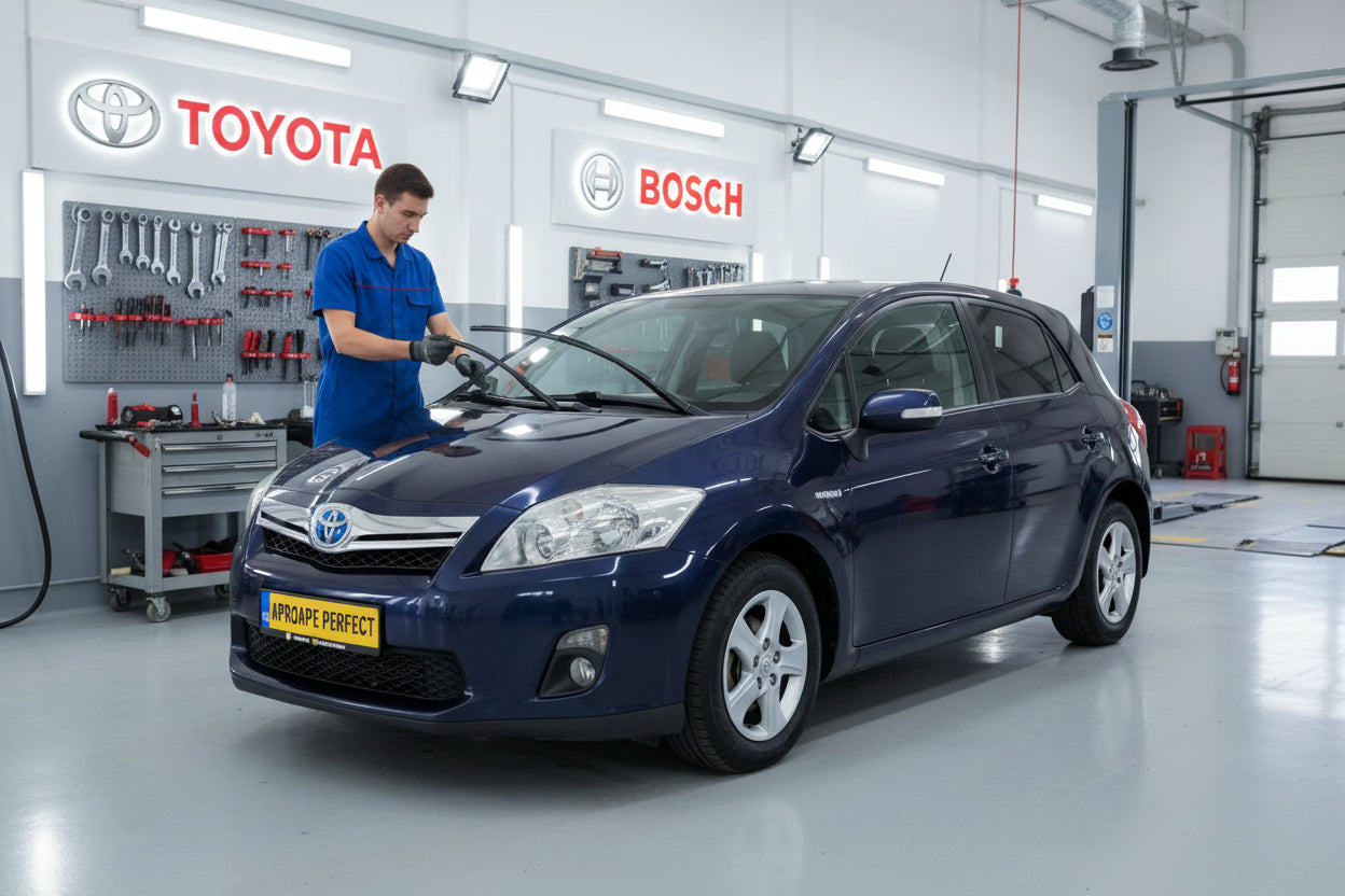 Schimbare Set 2 Ștergătoare Parbriz Bosch Aerotwin Retrofit AR653S la Toyota Auris E15 (2006–2012) – 650 mm + 400 mm | Prindere Tip Cârlig (J-Hook)