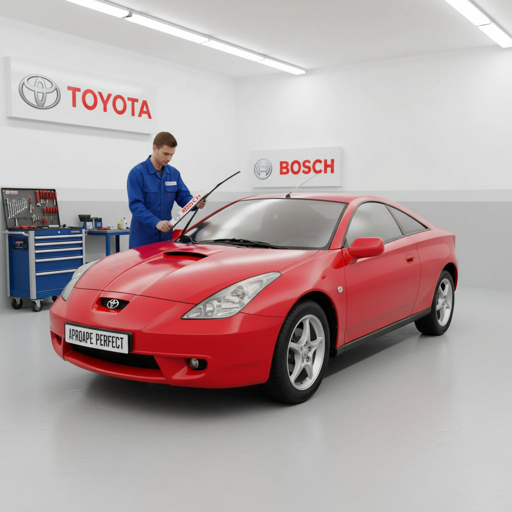 Schimbare Set 2 Ștergătoare Parbriz Bosch Aerotwin Retrofit AR653S la Toyota Celica T23 (1999–2005) – 650 mm + 400 mm | Prindere Tip Cârlig (J-Hook)