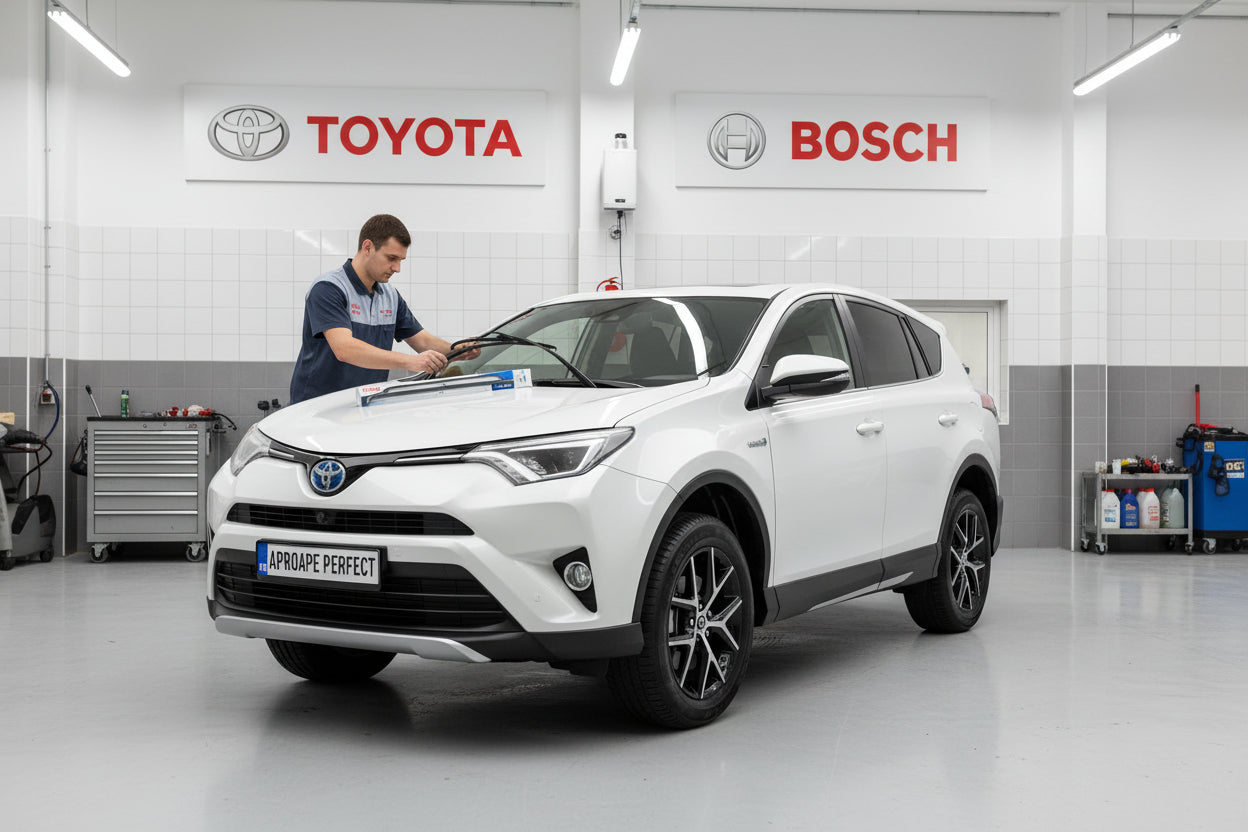 Schimbare Set 2 Ștergătoare Parbriz Bosch Aerotwin Retrofit AR653S la Toyota RAV4 IV (2012–2018) – 650 mm + 400 mm | Prindere Tip Cârlig (J-Hook)