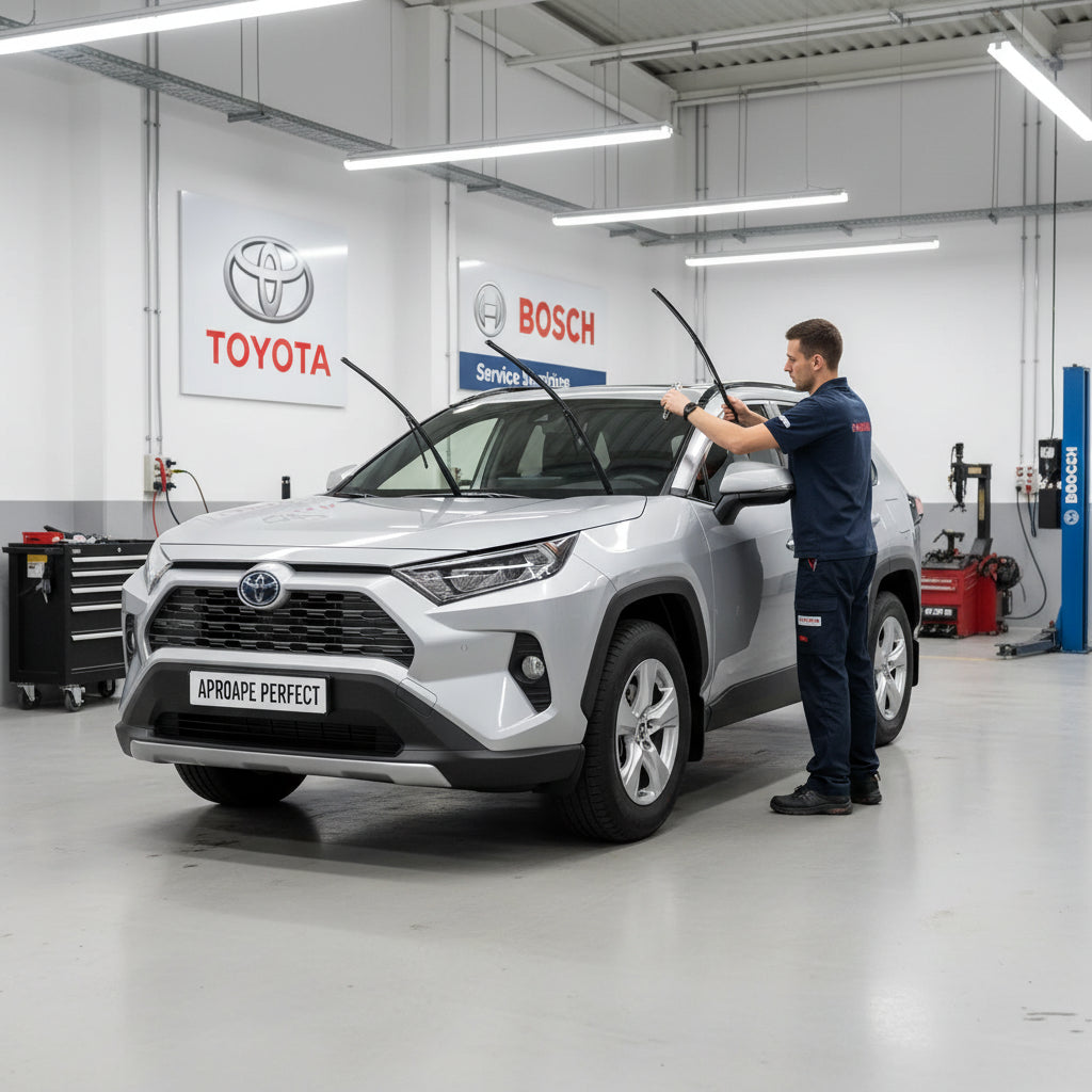 Schimbare Set 2 Ștergătoare Parbriz Bosch Aerotwin Retrofit AR653S la Toyota RAV4 V (2018–Prezent) – 650 mm + 400 mm | Prindere Tip Cârlig (J-Hook)