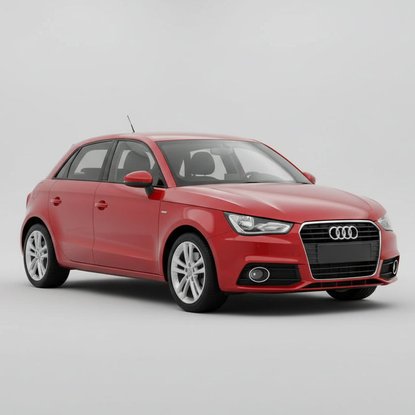 Red Audi car on a white background