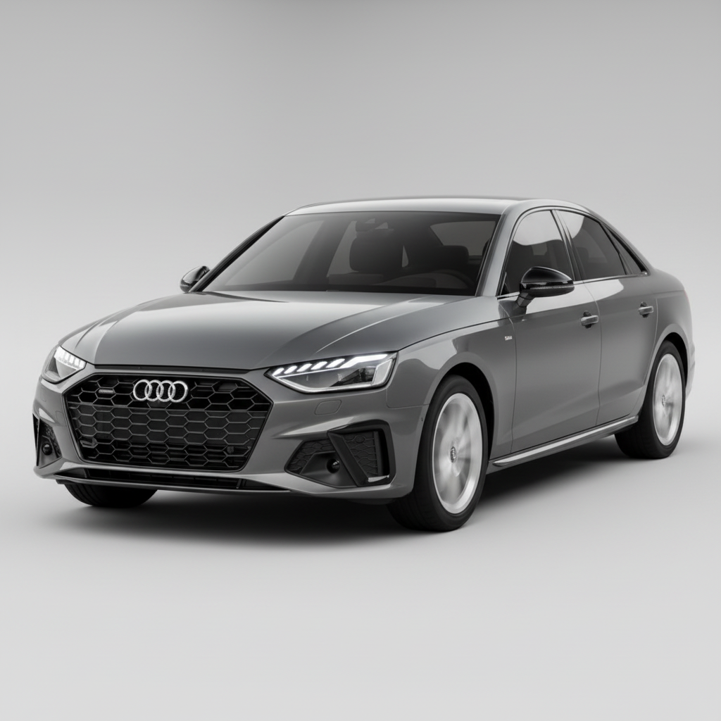 Gray Audi car on a white background
