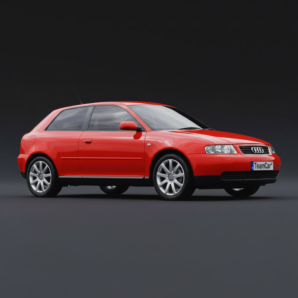 Red Audi car on a gray background