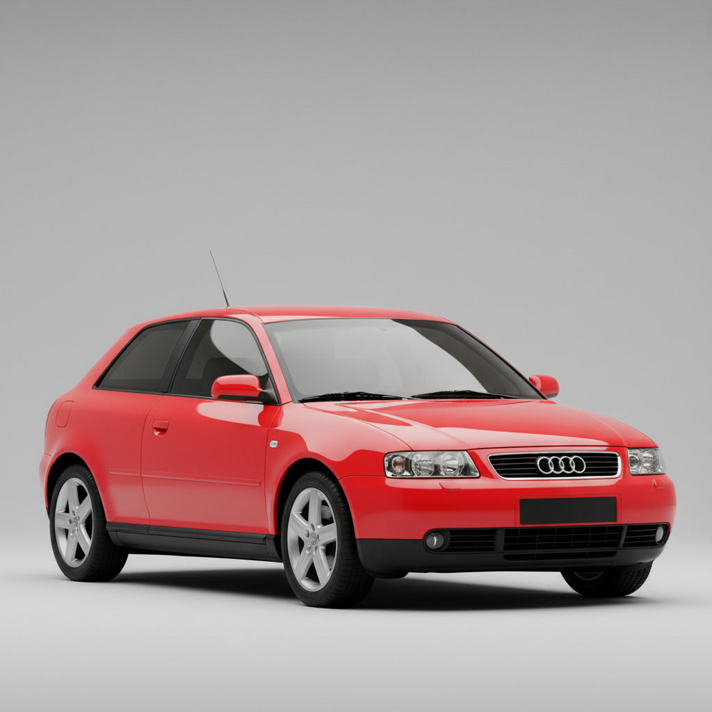 Red Audi car on a gray background