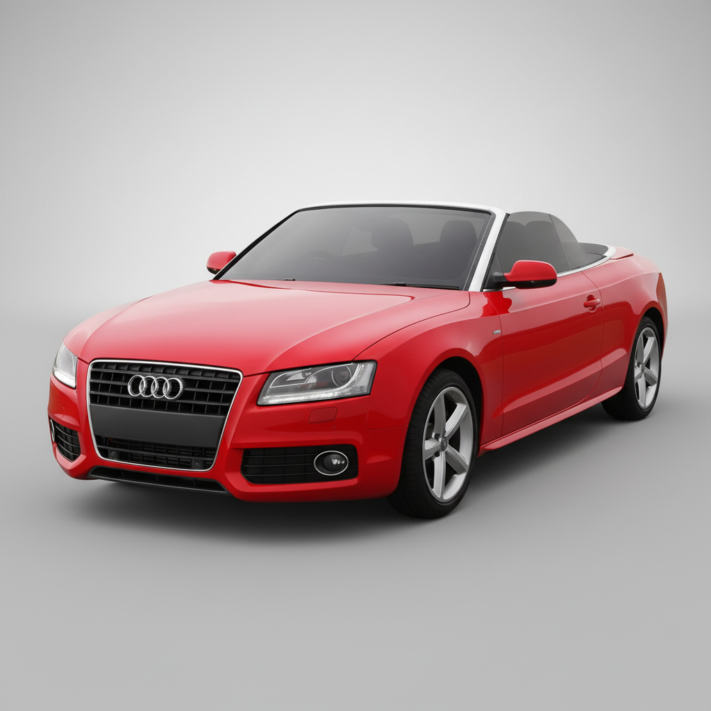 Red Audi convertible car on a white background