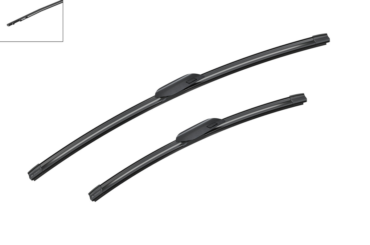 Set două lamele Bosch Aerotwin A984S și ilustrație a brațului compatibil