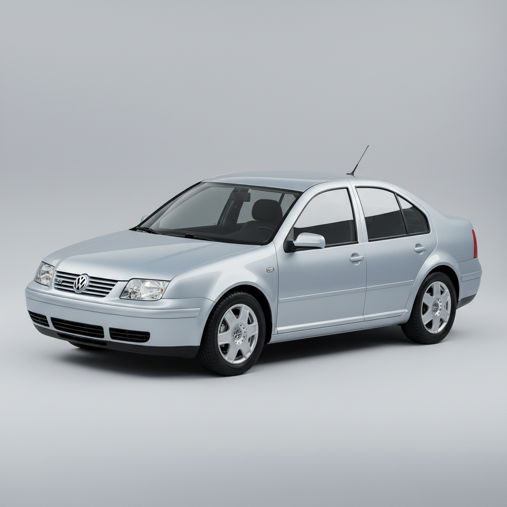 Light blue Volkswagen car on a white background