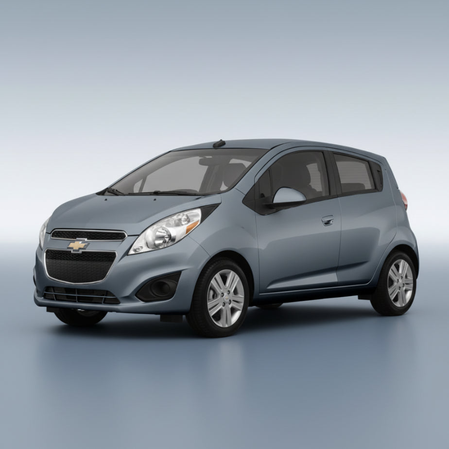 Gray Chevrolet Spark on a white background