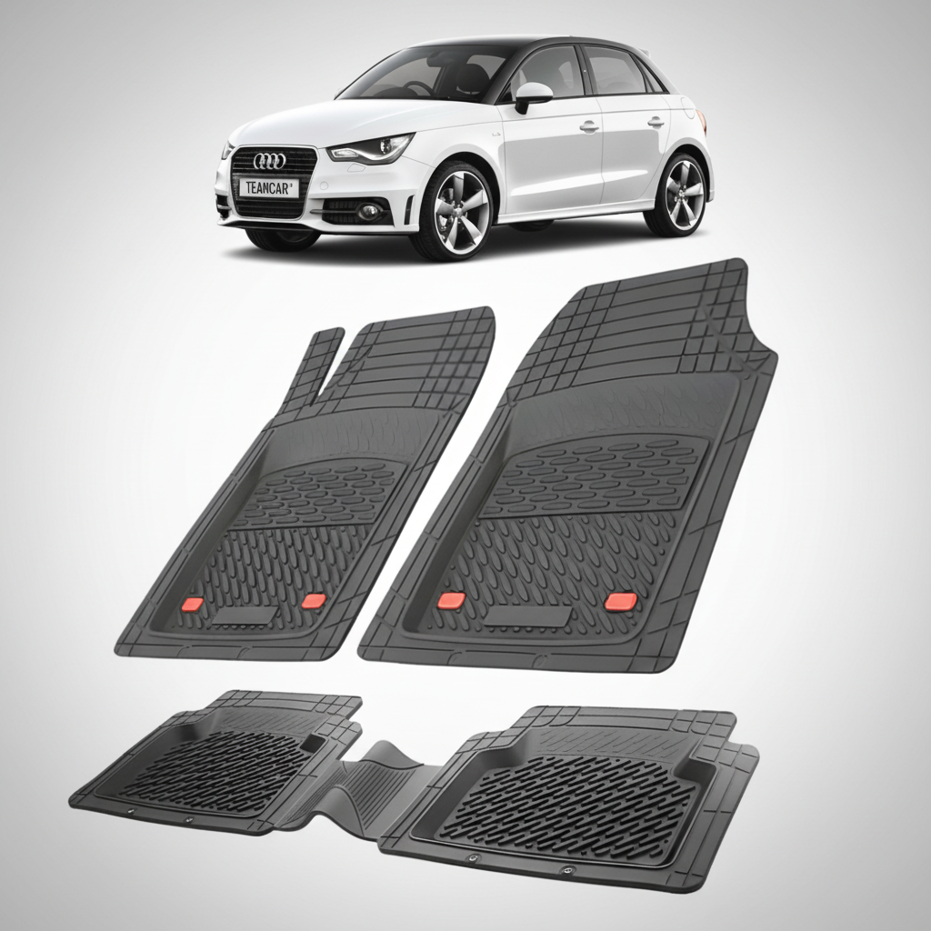 set de covorase din cauciuc negre cu un audi a1 alb in fundal