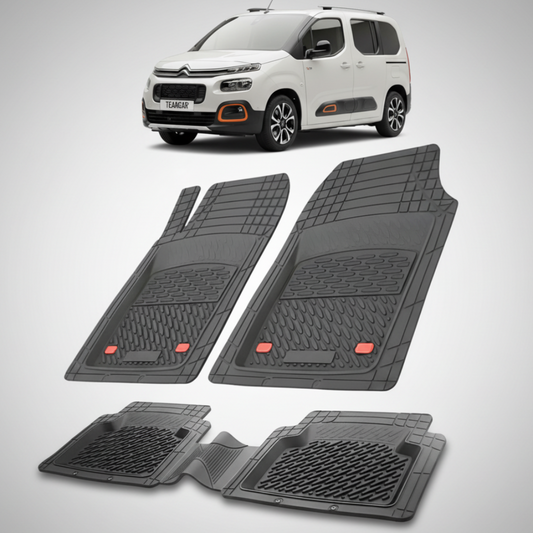 set de covorase din cauciuc negre cu un citroen berlingo passenger gen 3 alb in fundal