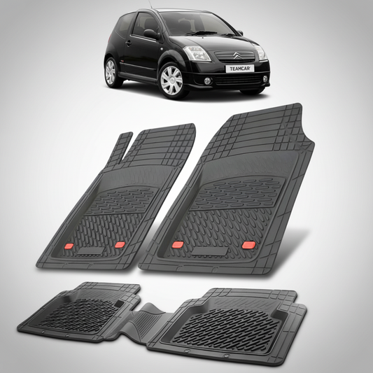 set de covorase din cauciuc negre cu un citroen c2 generatia i negru in fundal
