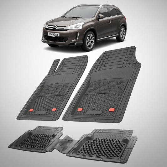 set de covorase din cauciuc negre cu un citroen c4 aircross suv gen 1 maro in fundal
