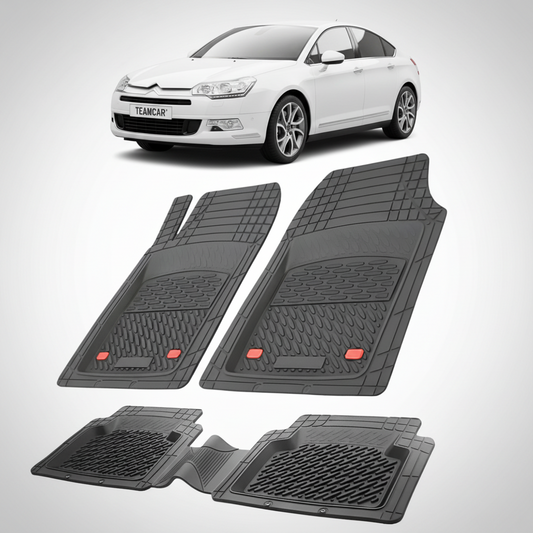 set de covorase din cauciuc negre cu un citroen c5 generatia ii alb in fundal
