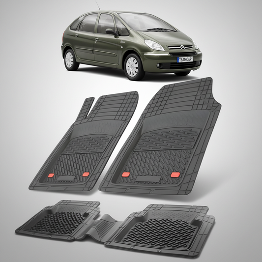 set de covorase din cauciuc negre cu un citroen xsara picasso generatia i verde inchis in fundal