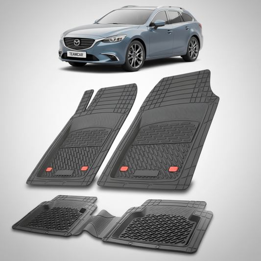set de covorase din cauciuc negre cu o mazda 6 gj/gl albastru deschis in fundal
