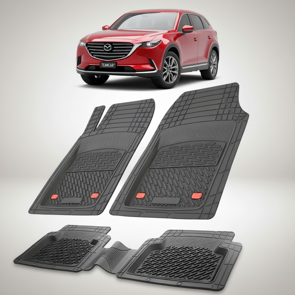 set de covorase din cauciuc negre cu o mazda cx-9 ii rosie in fundal