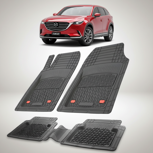 set de covorase din cauciuc negre cu o mazda cx-9 ii rosie in fundal