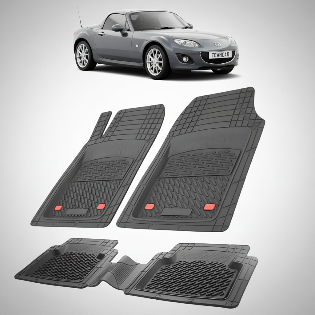 set de covorase din cauciuc negre cu o mazda mx-5 nc facelift hard top(rc) gri metalizat in fundal