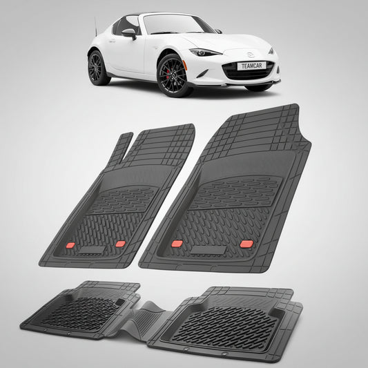 set de covorase din cauciuc negre cu o mazda mx-5 nd facelift rf(targa) alba in fundal