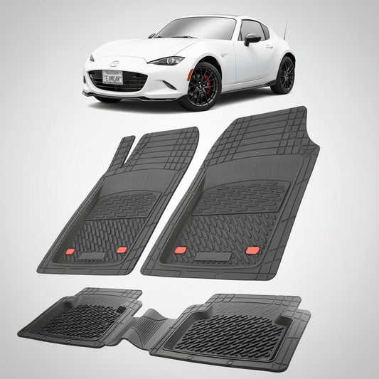 set de covorase din cauciuc negre cu o mazda mx-5 nd rf targa alba in fundal