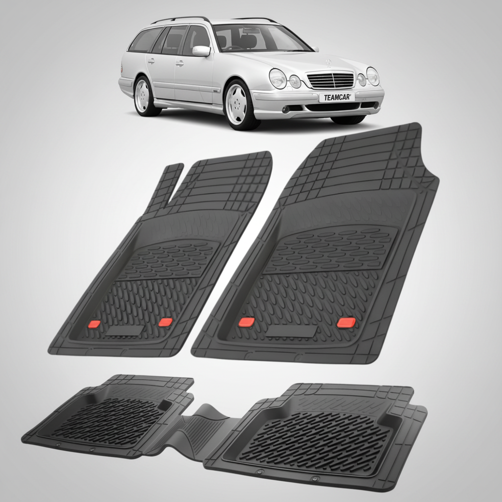 Covorase auto tip tavita dedicate pentru Covorase Mercedes-Benz E-Class Compatibile S210 1995-2002 | Red - cauciuc antiderapant, usor de curatat