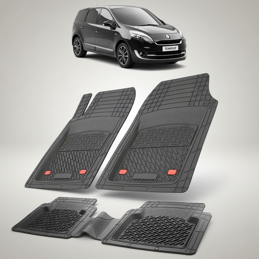 set de covorase din cauciuc negre cu un renault grand scenic iii mpv(long) negru in fundal