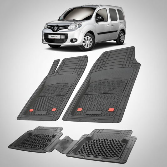 set de covorase din cauciuc negre cu un renault kangoo ii phase 2 gri in fundal