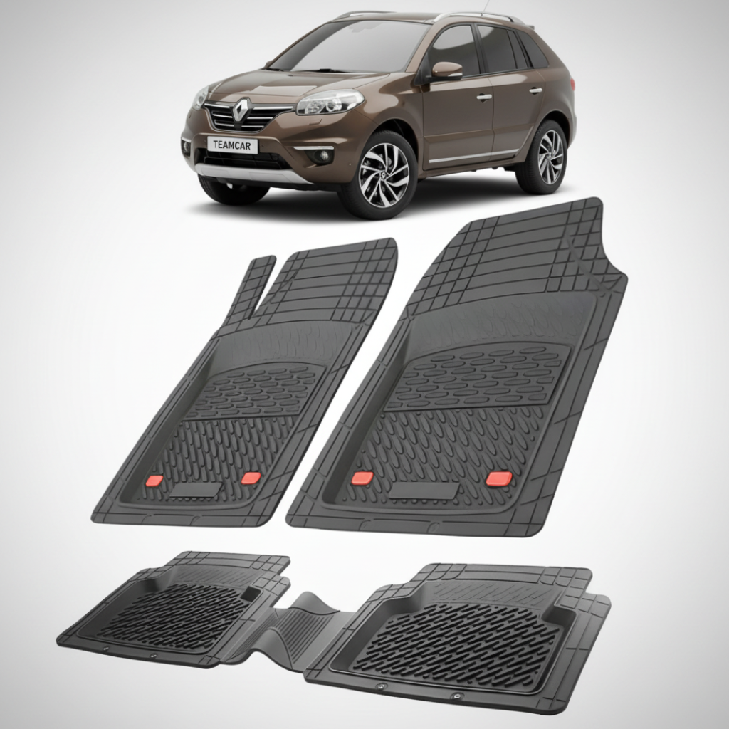 set de covorase din cauciuc negre cu un renault koleos phase 3 maro in fundal