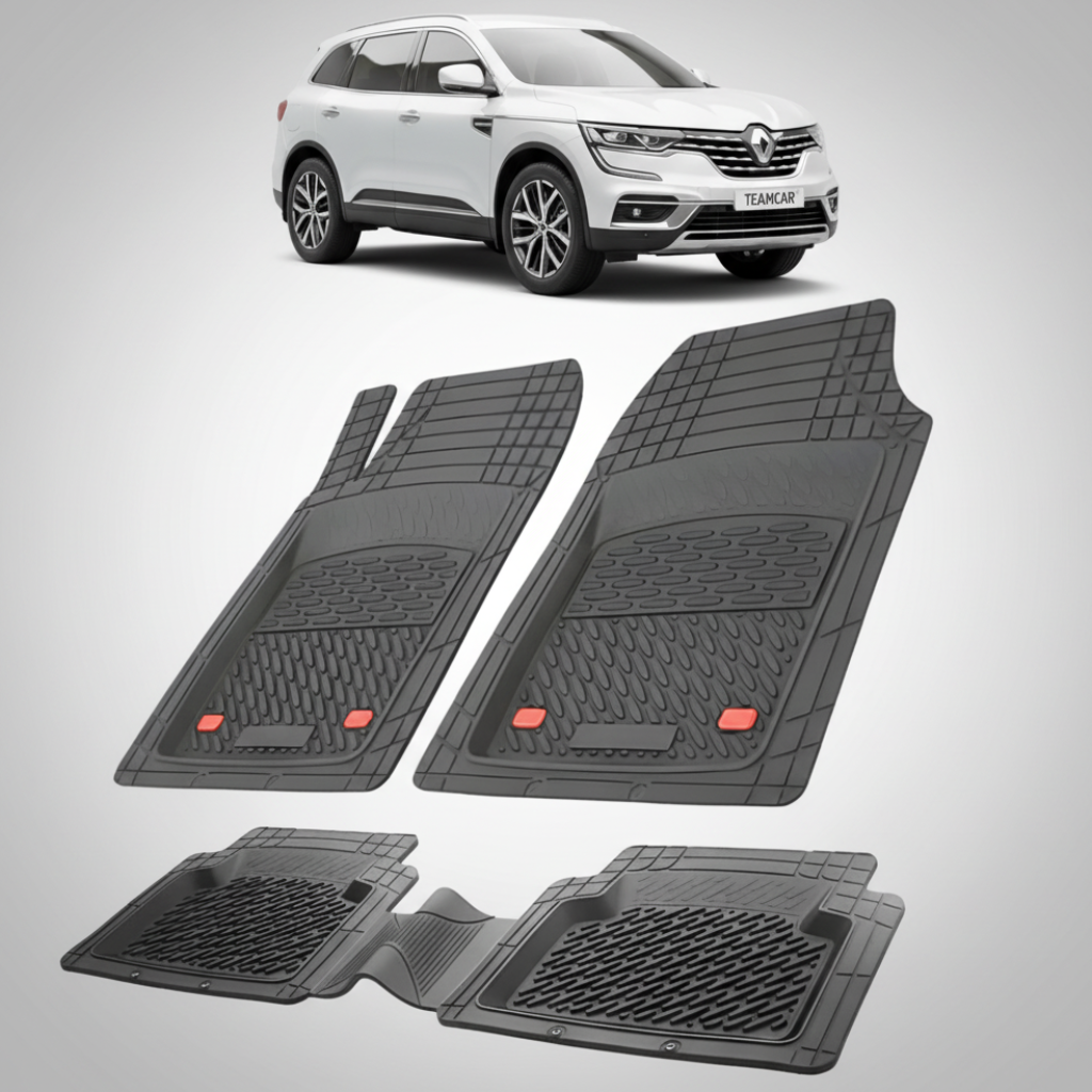 set de covorase din cauciuc negre cu un renault koleos ii alb in fundal