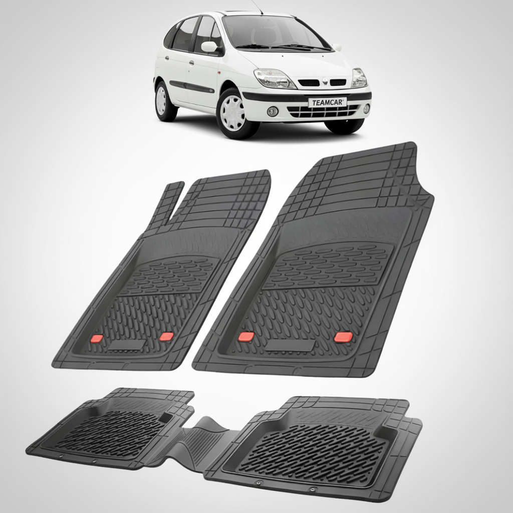 set de covorase din cauciuc negre cu un renault scenic i mpv alb in fundal