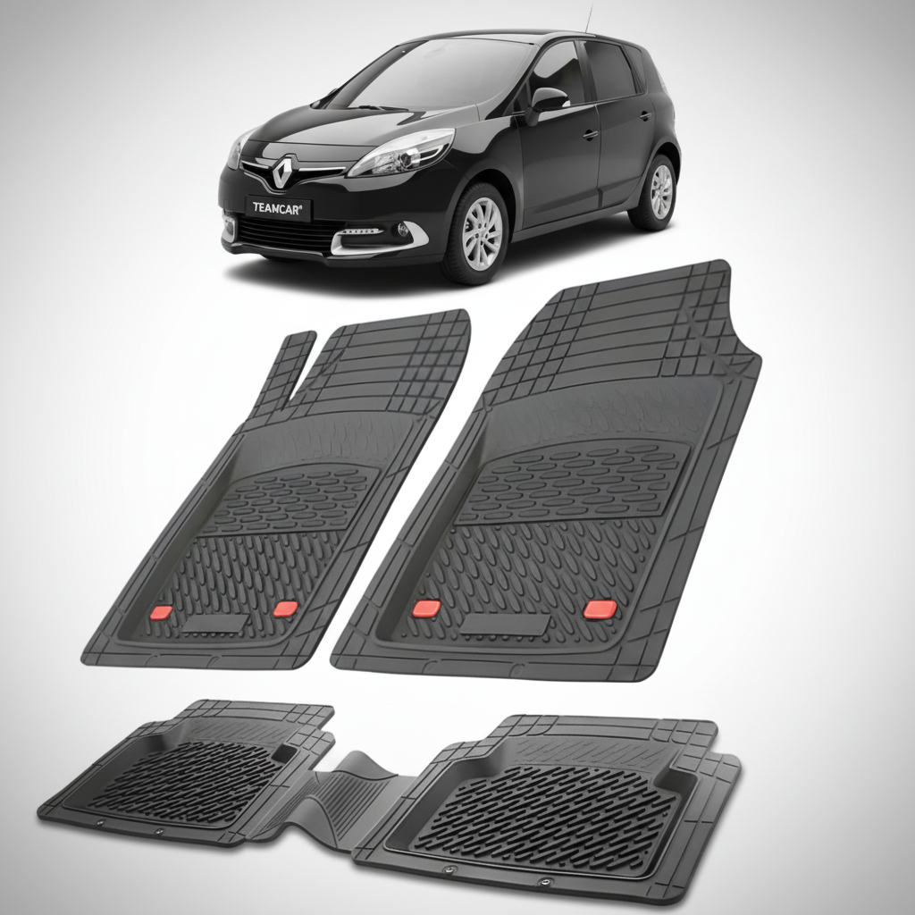 set de covorase din cauciuc negre cu un renault scenic iii mpv negru in fundal